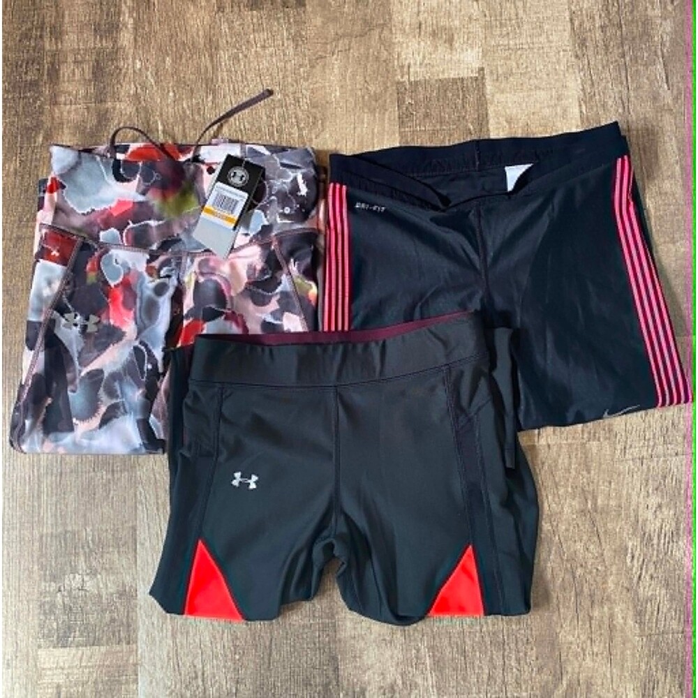 Lot of 3 Name Brand Workout/Compression Pants 1 Nike 2 Under Armour